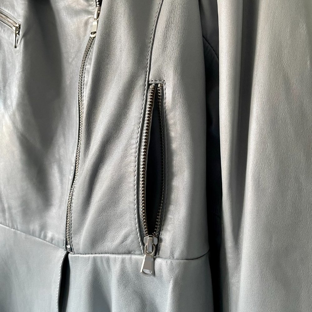 Danier Light Gray Leather Peplum Jacket - Picture 4 of 13